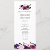 Lila Lavendel Blumen Boho Hochzeitsprogrammkarte Programm (Rückseite)
