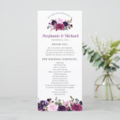 Lila Lavendel Blumen Boho Hochzeitsprogrammkarte Programm (Stehend Vorderseite)