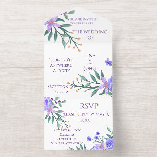 Lila Lavendel Blumen Botanisch All-in-One-Folie W All-in-One-Einladung