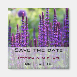 Lila Lavendel-Blumen, die Save the Date Magn Magnet