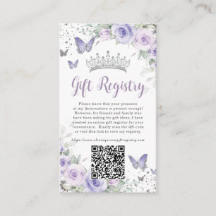 Lila Lavendel Blumen Geschenkregistry Quinceanera Begleitkarte