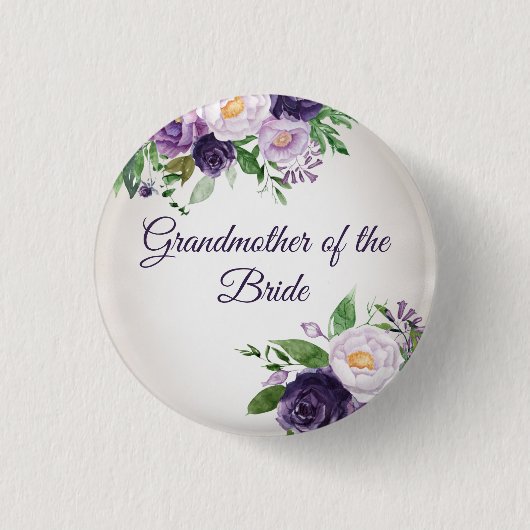 Lila Lavendel Blumen Grün Großmutter Braut Button (Vorderseite)