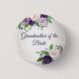 Lila Lavendel Blumen Grün Großmutter Braut Button