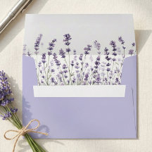 Lila Lavendel Blumen Hochzeit Kuvert