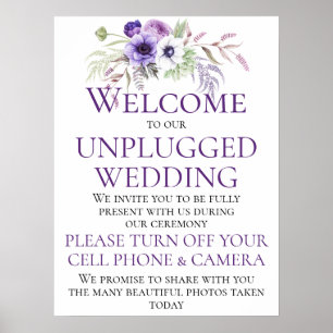 Lila Lavendel-Blumen-Hochzeitfeier Poster