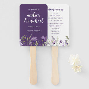 Lila-Lavendel-Blumen-Hochzeits-Programm-Fächer Fächer