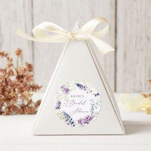 Lila + Lavendel Blumen-Rundsticker Runder Aufkleber