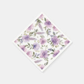 Lila Lavendel Blumen-Wasserfarben-Botanik Serviette (Ecke)