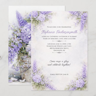 Lila-lavendel Blumencluster Geburtstagsfeier | Einladung