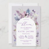 Lila + Lavendel Blumendusche Einladung (Vorderseite)