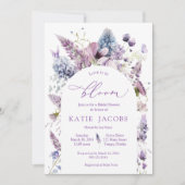 Lila + Lavendel Blumendusche Einladung (Vorderseite)