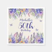 Lila-Lavendel-Blumengarten-Party 50. Geburtstag Serviette (Vorderseite)