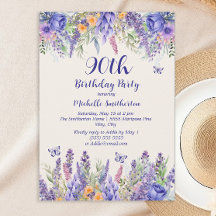 Lila-Lavendel-Blumengarten-Party 90. Geburtstag