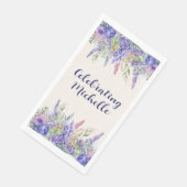 Lila-Lavendel-Blumengarten-Party-Name Serviette (Ecke)