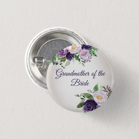 Lila Lavendel Blumengrün Großmutter Bride Button (Vorne & Hinten)