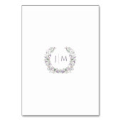 Lila Lavendel Blumenkranz rustikale Hochzeit Tischnummer (Rückseite)