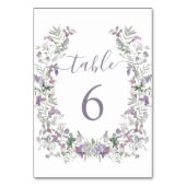 Lila Lavendel Blumenkranz rustikale Hochzeit Tischnummer (Vorderseite)