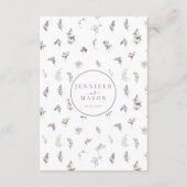 Lila Lavendel Blumenmuster Hochzeitskarte Begleitkarte (Rückseite)