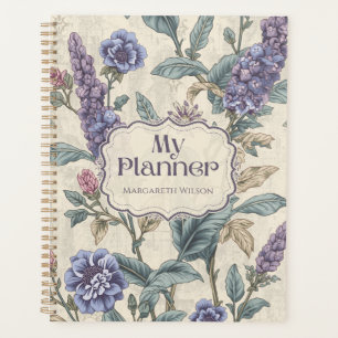 Lila Lavendel Blumenplaner Schüler Notizbuch Planer