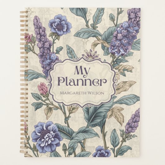 Lila Lavendel Blumenplaner Schüler Notizbuch  Planer (Vorderseite)
