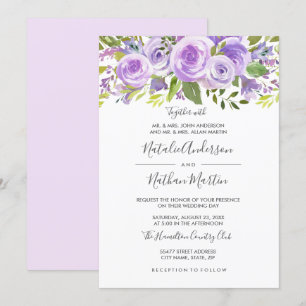 Lila Lavendel Blumenrose Hochzeit Einladung