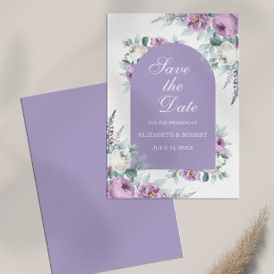 Lila-lavendel-blumige Karte zur Hochzeitsankündigu