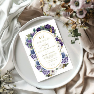 Lila Lavendel-Blütenhochzeit Einladung