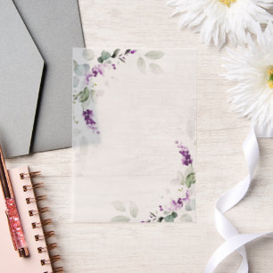 Lila Lavendel Blütenpflanze Vellum Overlay Pergament Einladungen