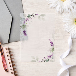 Lila Lavendel Blütenpflanze Vellum Overlay Pergament Einladungen