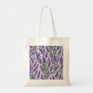 Lila-Lavendel-Botanik-Blumenmuster Tragetasche