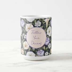 Lila Lavendel Creme Petunia Blumen   Kaffeetasse