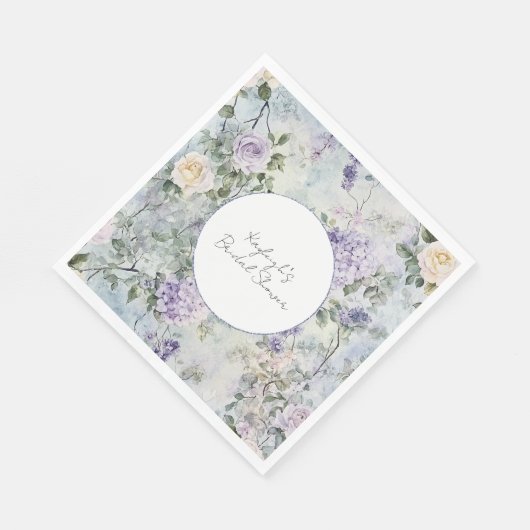 Lila Lavendel Creme Rose Blumenkohl Brautparty Serviette (Ecke)