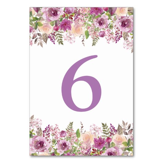 Lila Lavendel-Dusche Tischnummern (Rückseite)