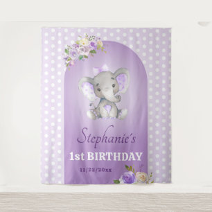 Lila Lavendel-Elefant erster Geburtstag Wandteppich