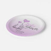 Lila Lavendel-Elephant-Gender-Baby-Dusche Pappteller (Schrägansicht)