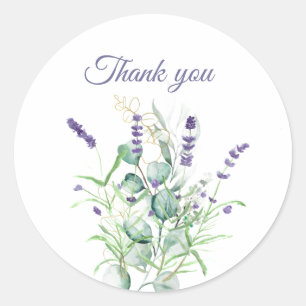 Lila Lavendel-Eukalyptus-Wasserfarbe Kräuter  Runder Aufkleber