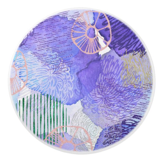 Lila Lavendel-farbenfrohe abstrakte Kunstgestaltun Keramikknauf (Vorderseite)