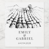 Lila Lavendel Fields Wasserfarbenhochzeit Weinetikett (Einzelnes Label)