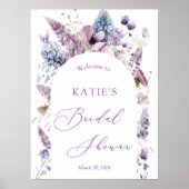 Lila + Lavendel Flora Brautparty Begrüßungszeichen Poster (Vorne)