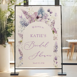 Lila + Lavendel Flora Brautparty Begrüßungszeichen Poster