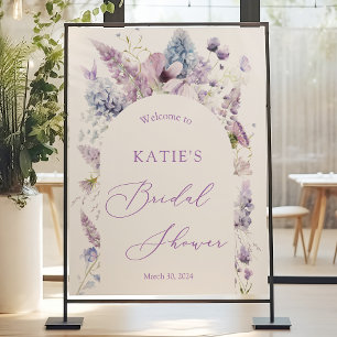 Lila + Lavendel Flora Brautparty Begrüßungszeichen Poster