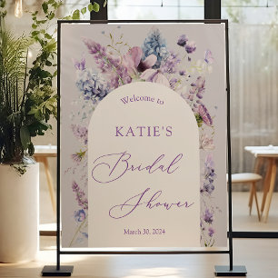Lila + Lavendel Flora Brautparty Begrüßungszeichen Poster