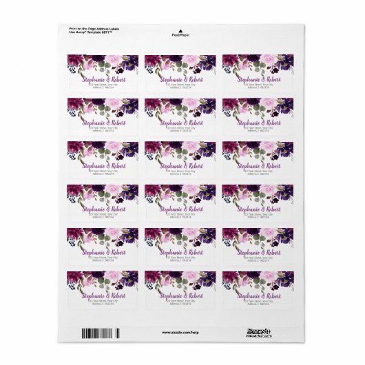 Lila Lavendel Floral Boho Adressetikett (Vorne)