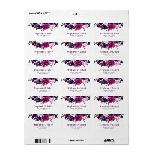 Lila Lavendel Floral Boho Adressetikett (Vorne)