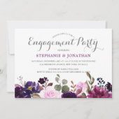 Lila Lavendel floral Boho Engagement Party Einladung (Vorderseite)