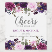 Lila Lavendel Floral Boho Hochzeitsgetränk Weinetikett (Einzelnes Label)