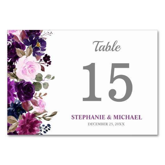 Lila Lavendel Floral Boho Tischnummer Card (Vorderseite)