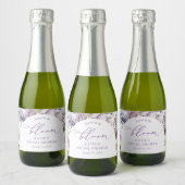 Lila + Lavendel Floral Mini Champagne Label Schaumweinetikett (Flaschen)