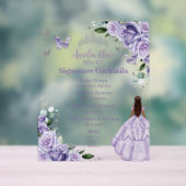 Lila "Lavendel Floral Quinceanera" Cocktails Menü Acrylschild (Neutral)
