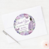 Lila Lavendel Floral Quinceñera Brown Princess Runder Aufkleber (Umschlag)